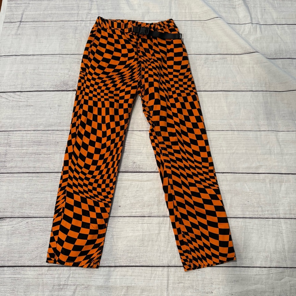 X-girl size small oranger checker print buckle pants